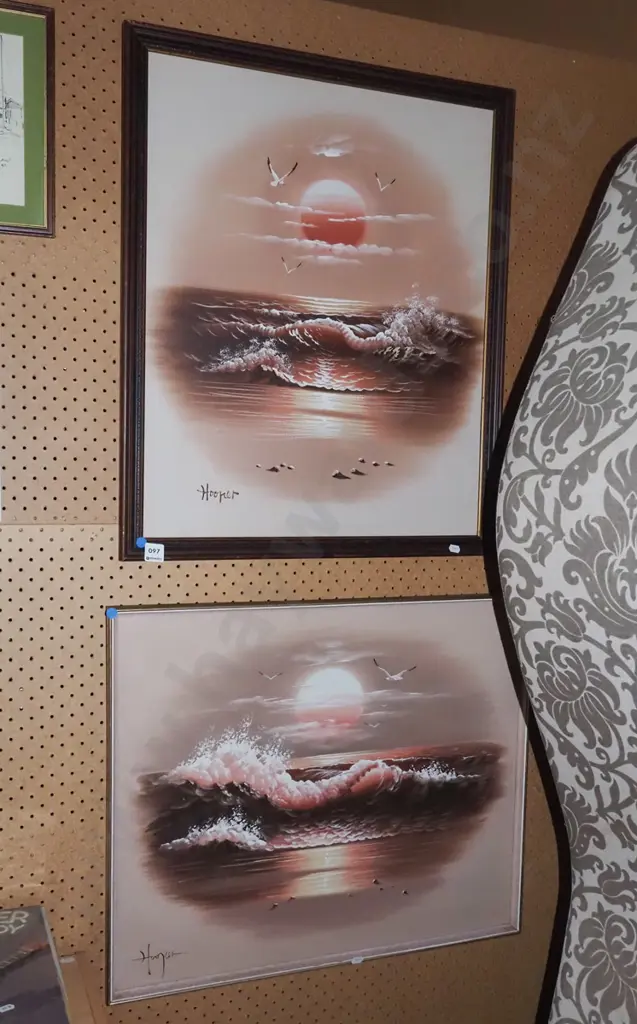 2x oil on boards - seascapes - blue dots Image 1++