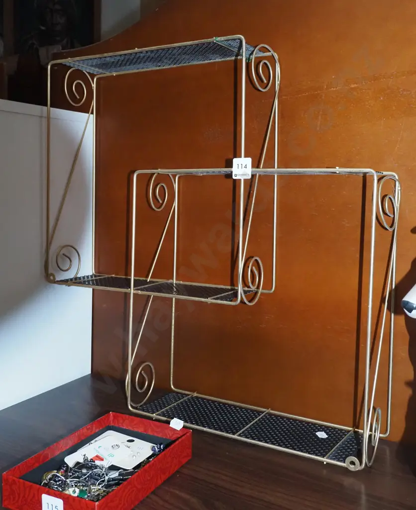 retro wrought metal wall mounted shelves Image 1++