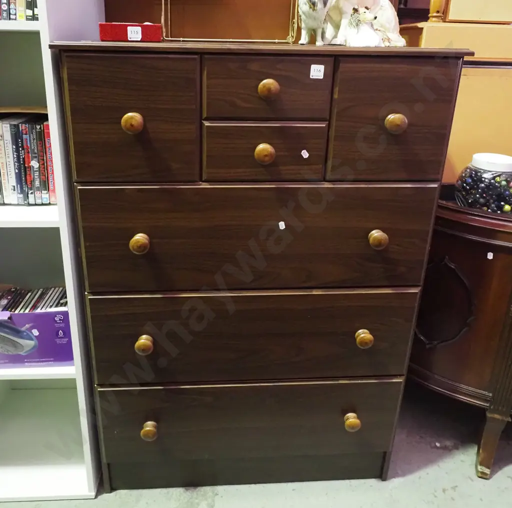mdf faux wood veneer 7 drawer Scotch chest H-1200 W-800 D-400 Image 1++