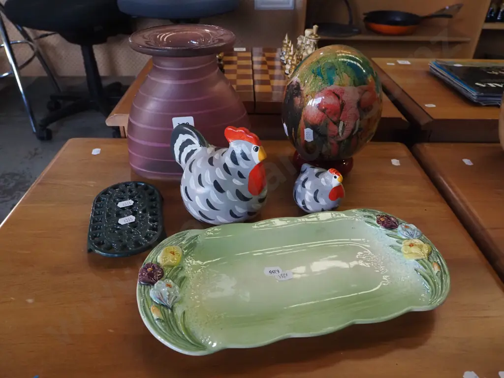 happy hens, painted egg, glass vase etc Image 1++