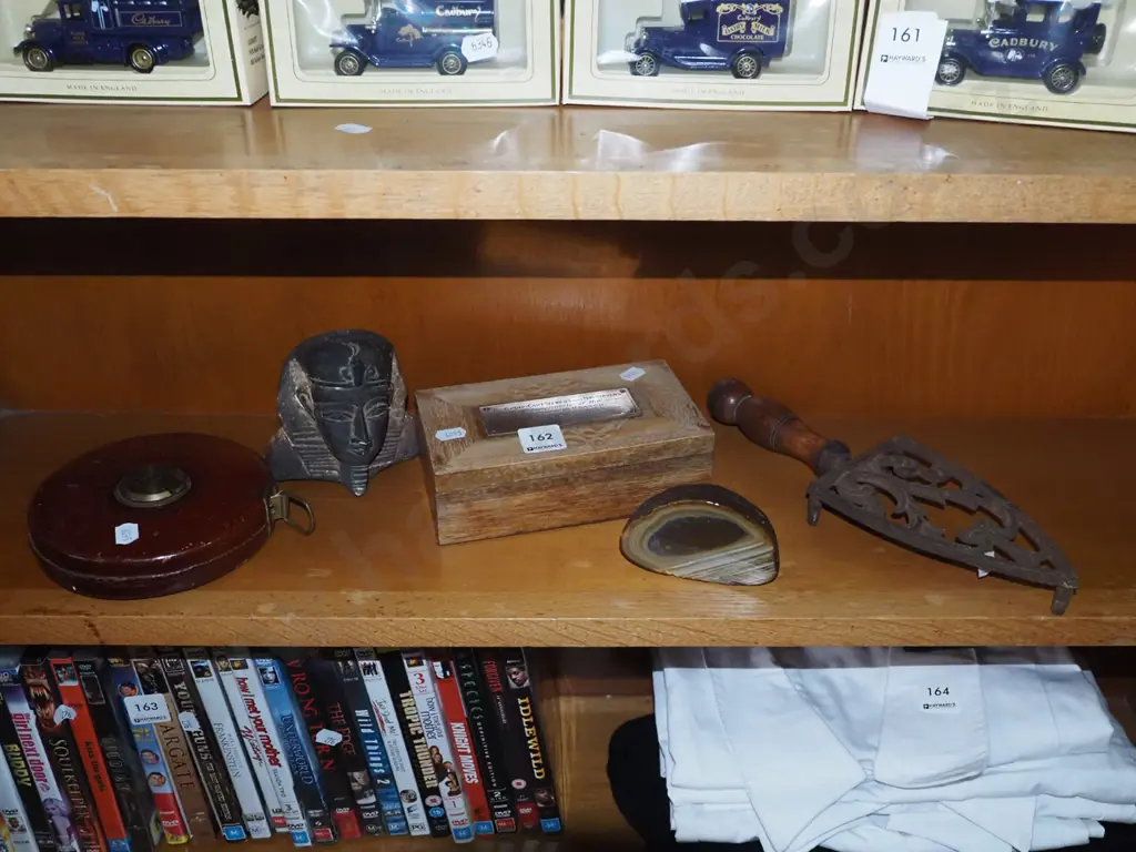 shelf; trivet, vintage builder's tape, presentation box etc Image 1++