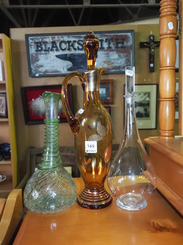 3x decanters - 1 missing stopper Tallest H-390 Image 1++