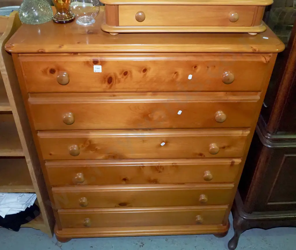 solid pine 6 drawer chest - tidy condition H-1140 W-920 D-410 Image 1++