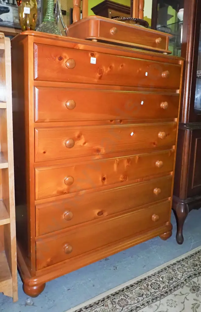 solid pine 6 drawer chest - tidy condition H-1140 W-920 D-410 Image 1++