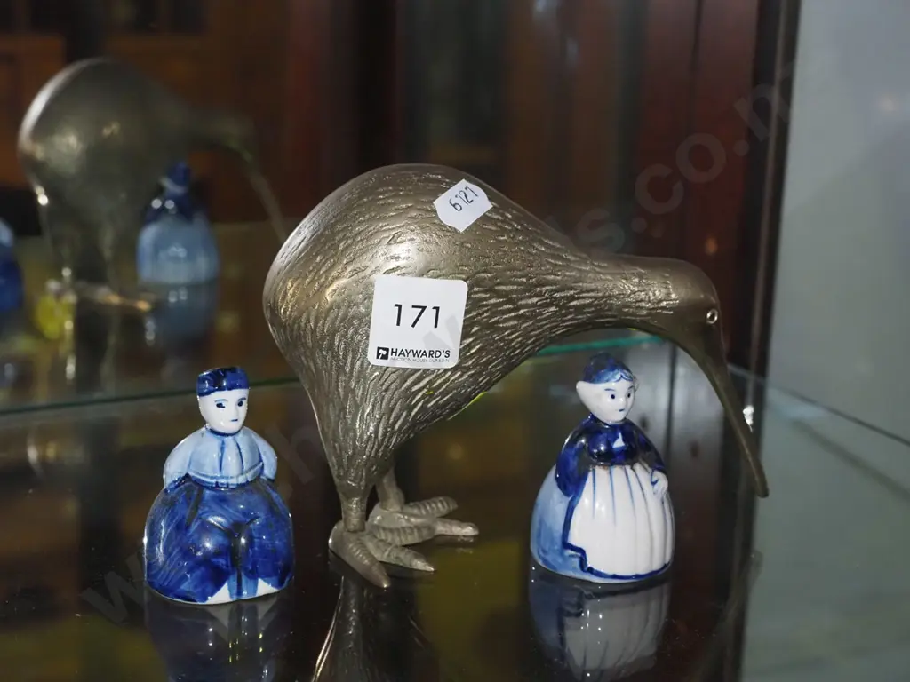 brass kiwi, 2x delft figurines H-120 Image 1++