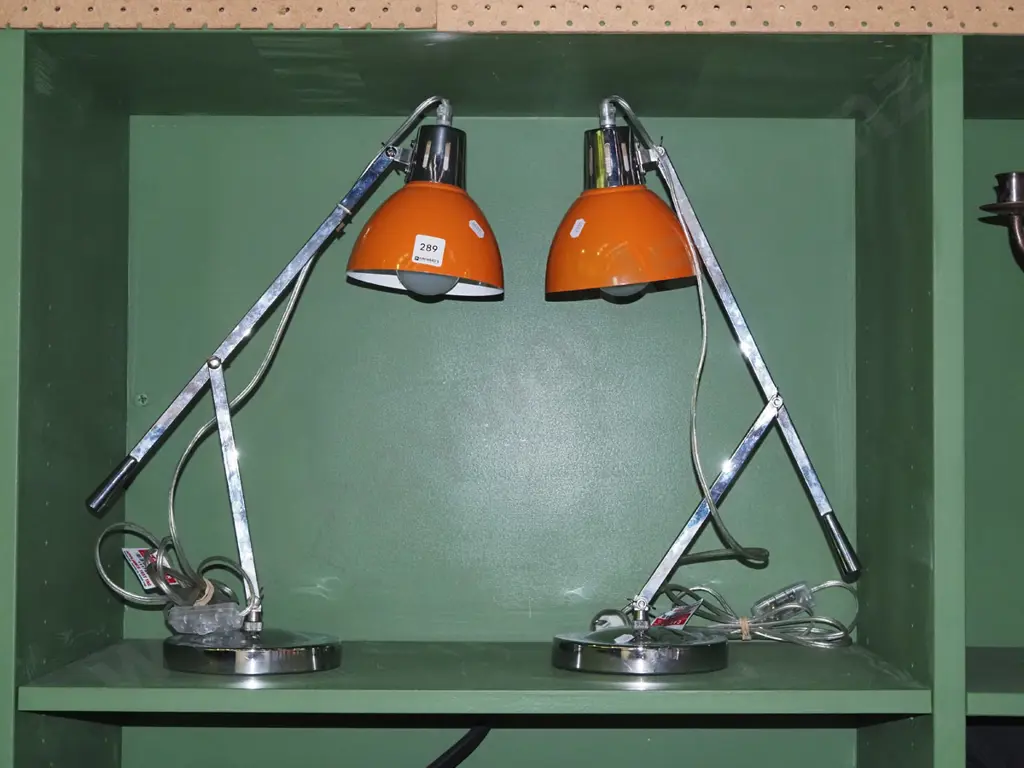 2x orange and chrome anglepoise lamps Image 1++