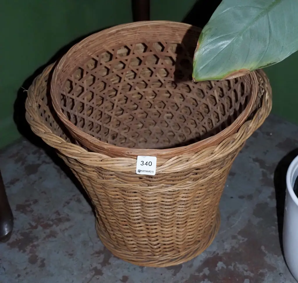 2x cane waste paper baskets Image 1++