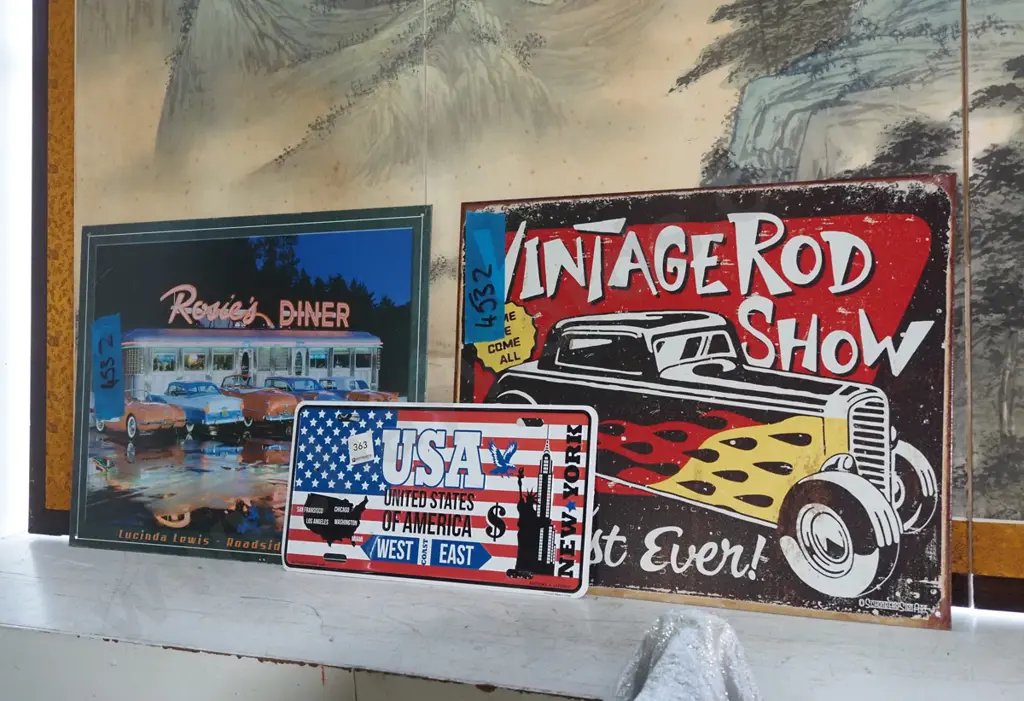 3x prints on tin - American Hot Rods, USA number plate Image 1++