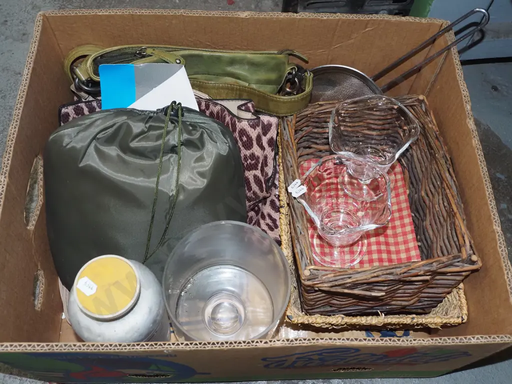 box; mosquito net, hand bags, baskets, glass vases etc Image 1++