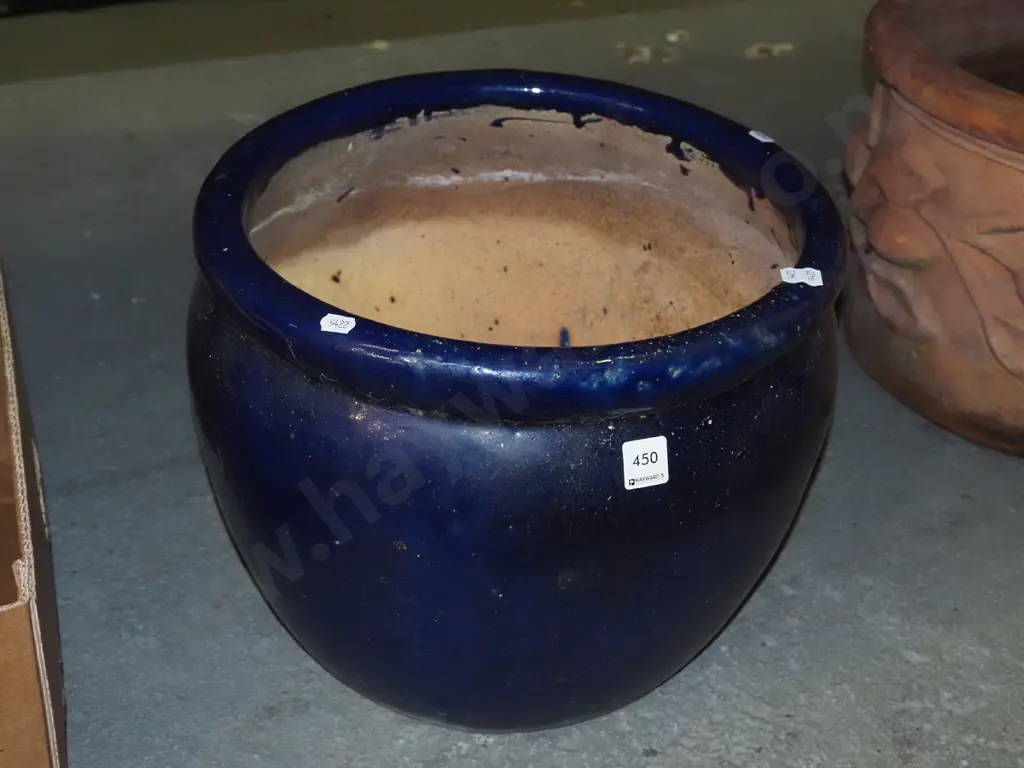 blue glazed planter H-300 Image 1++