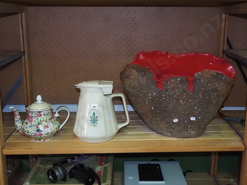 electric kettle - no cord, teapot, large pottery slab planter Tallest H-330 Image 1++