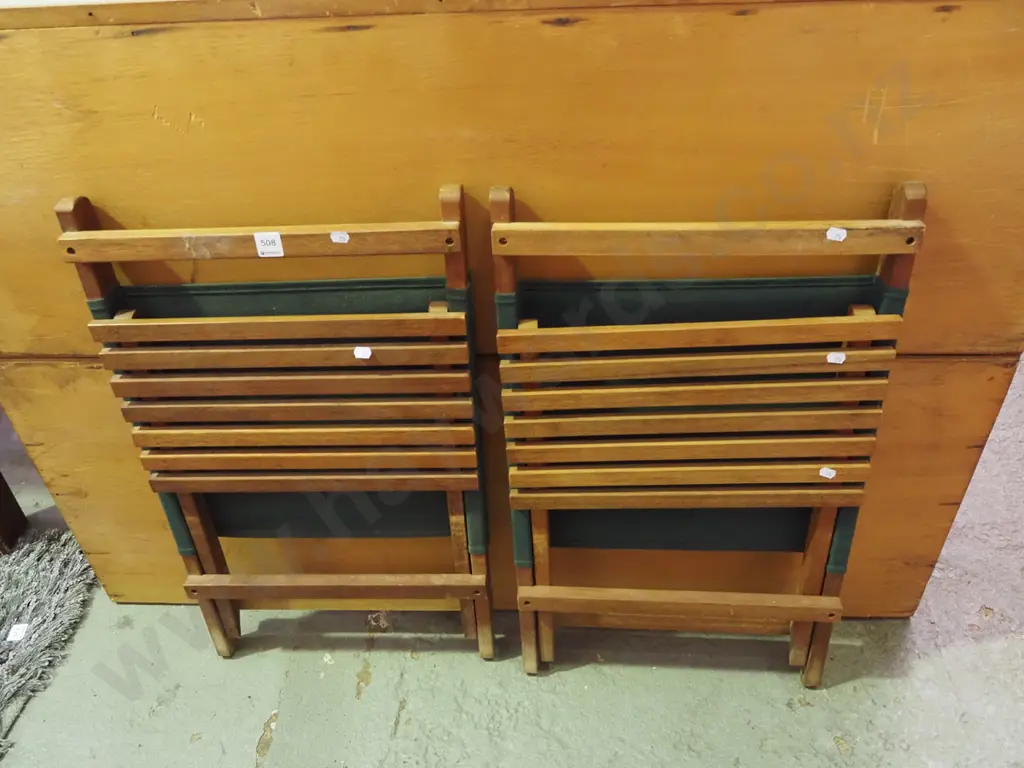 2x wood and canvas beach chairs Image 1++