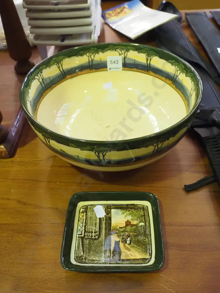 Doulton footed bowl - crazing, small Doulton pin dish Image 1++
