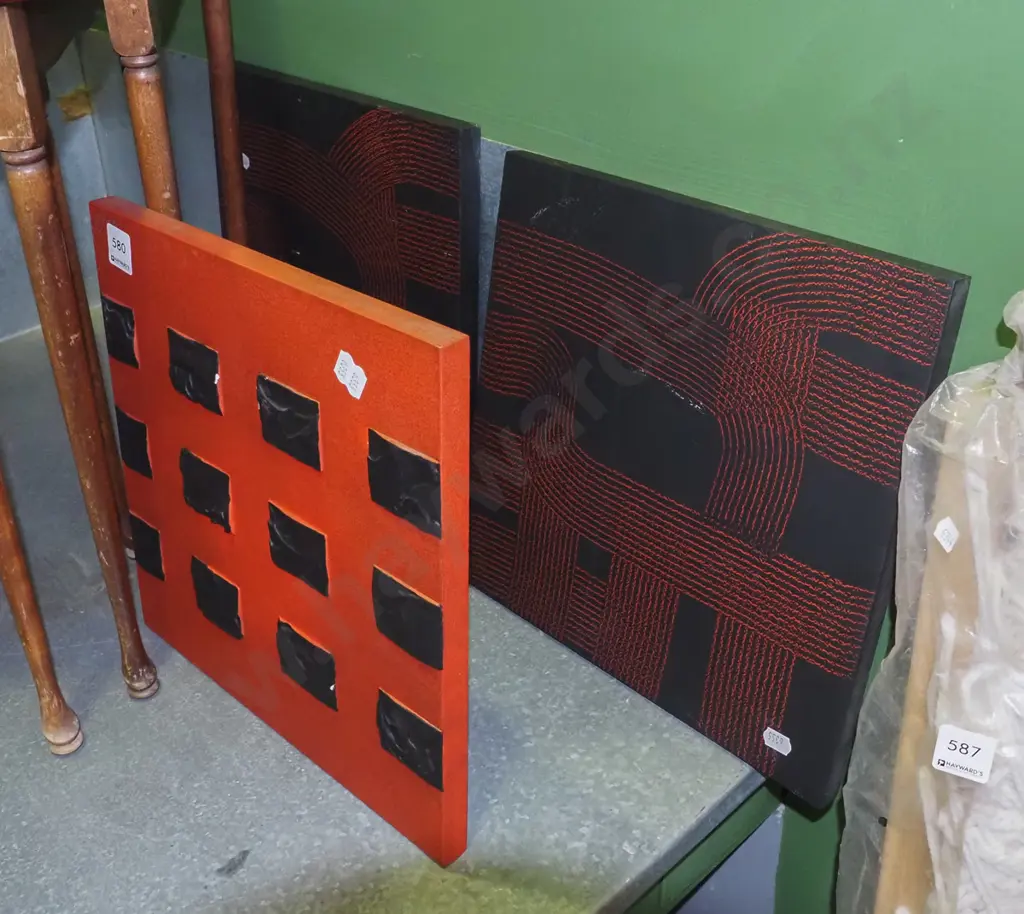 3x acrylic on boards - abstracts Image 1++