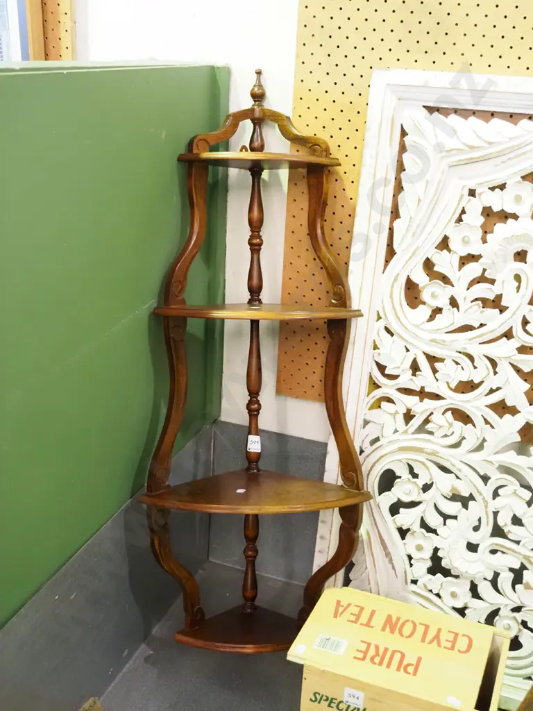 mahogany 4 tier corner shelf unit H-930 Image 1++