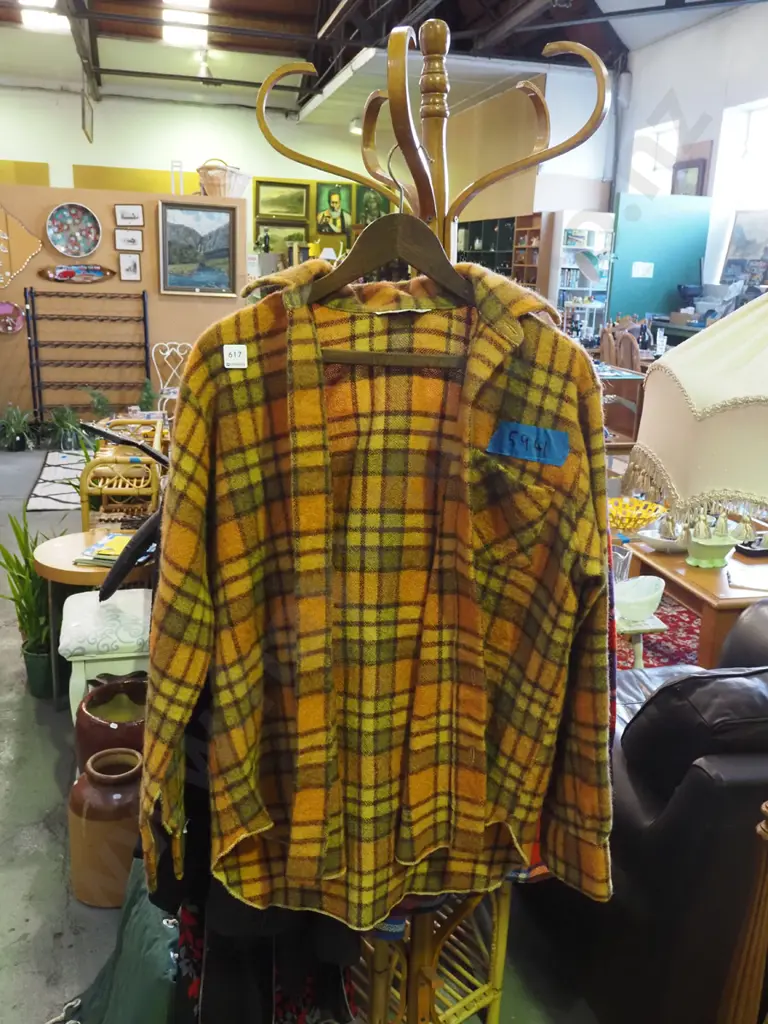 Alpine orange checked size medium bush shirt Image 1++