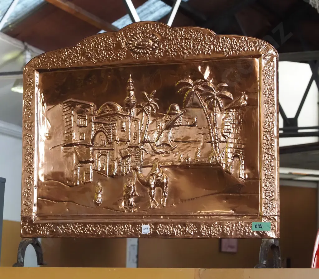 polished beaten copper firescreen Image 1++