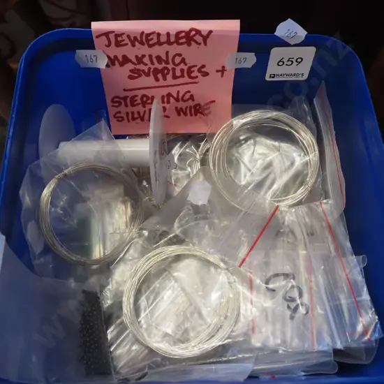 plastic container of jewellery making supplies