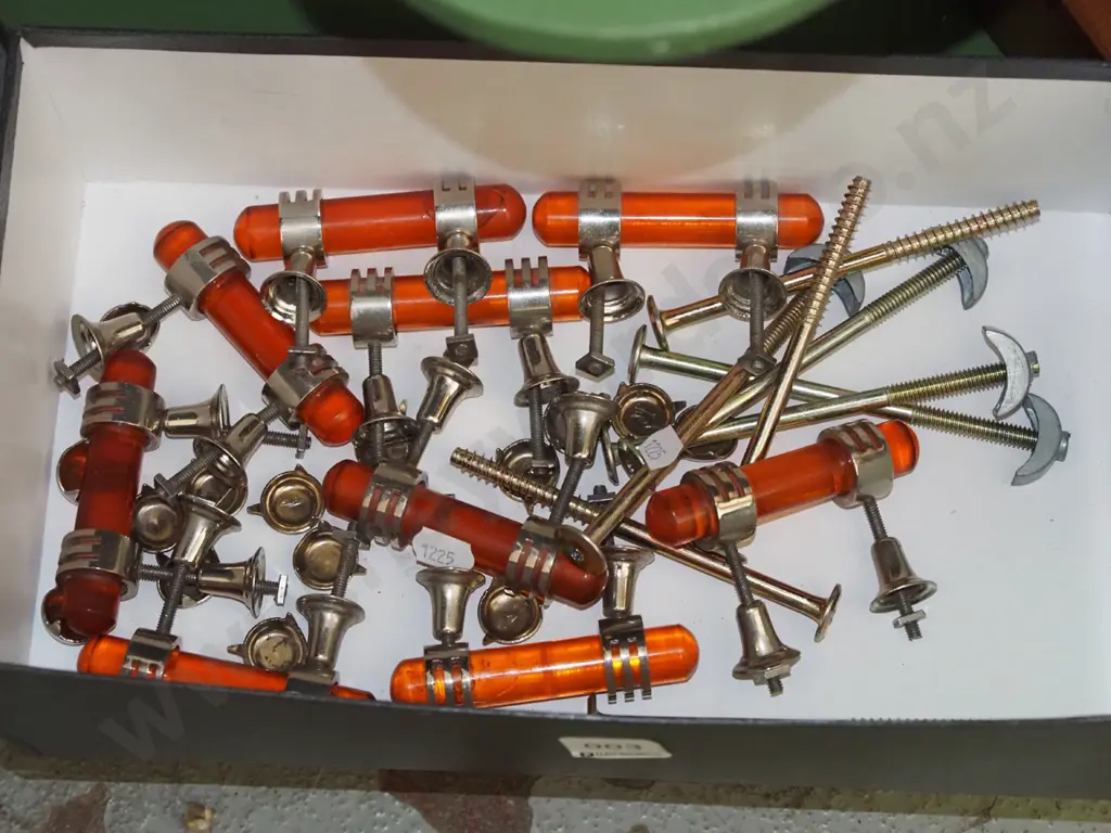 box; art deco chrome and amber glass door handles etc Image 1++