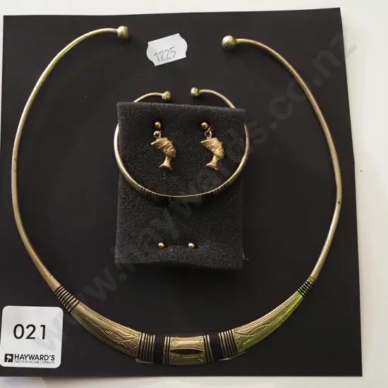 Egyptian necklace, bangle, earring set