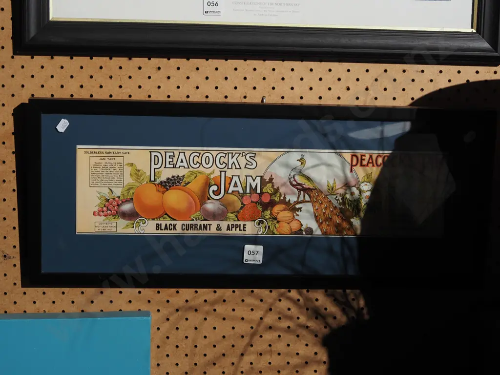 framed Peacocks jam label - slight wrinkling Image 1++