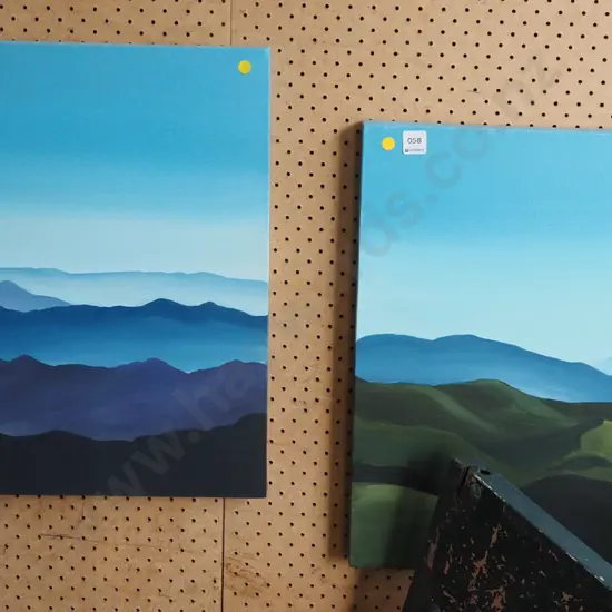 2x acrylic on boxed canvas - landscapes - yellow dots