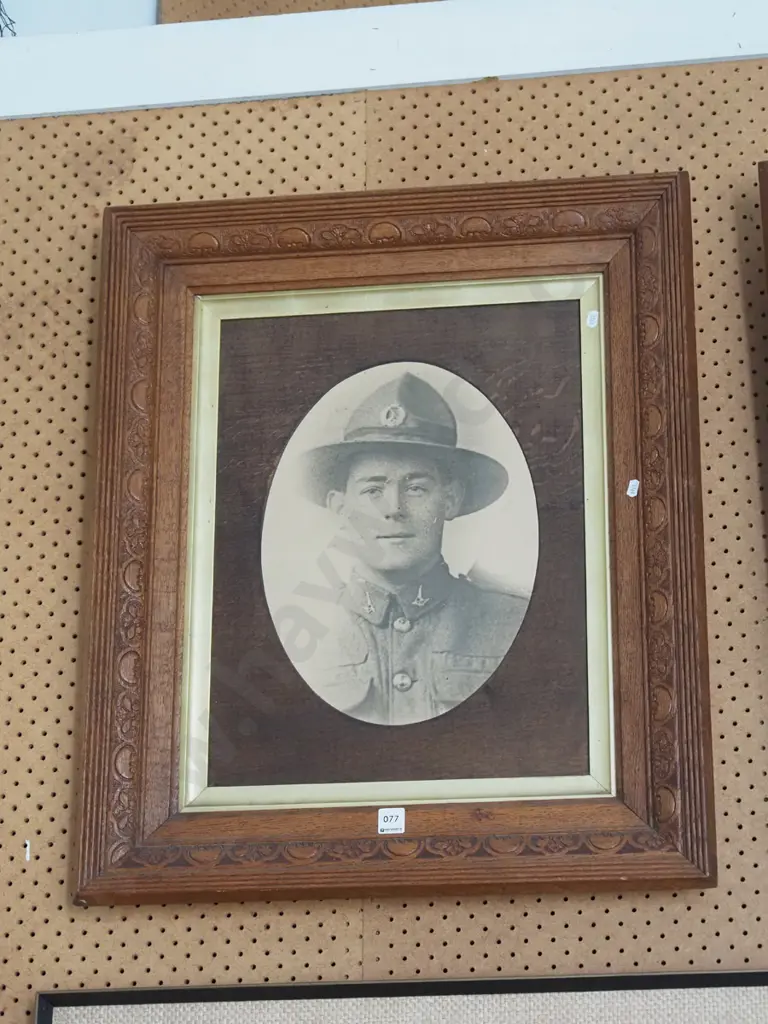 oak framed photo print - WWI soldier - no glass Overall  H-730 W-600 Image 1++