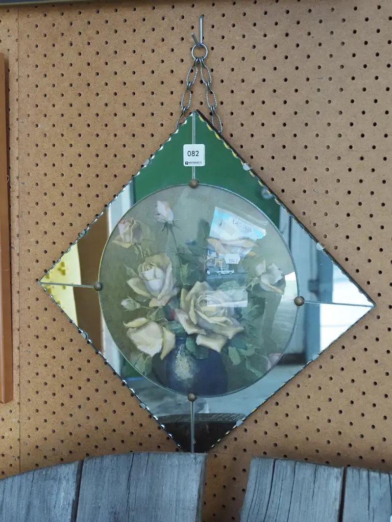 mirror framed and convex glass print - roses Image 1++