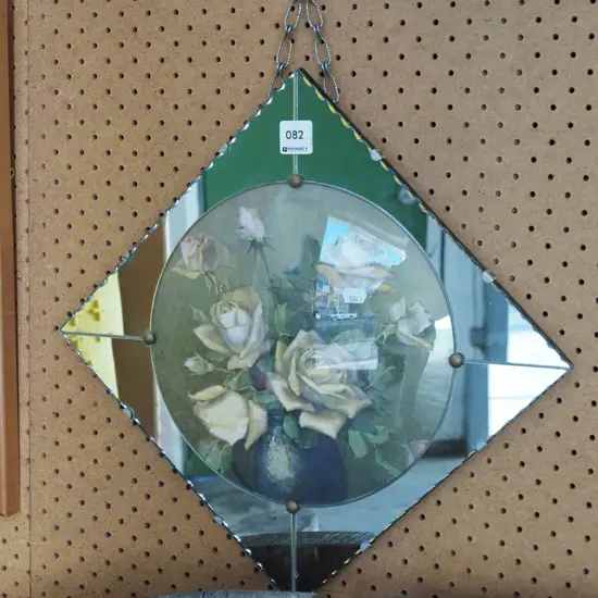 mirror framed and convex glass print - roses