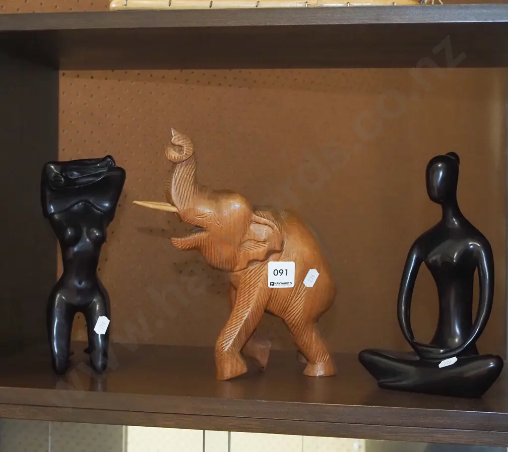 ebonised wood figurines, wooden elephant Image 1++