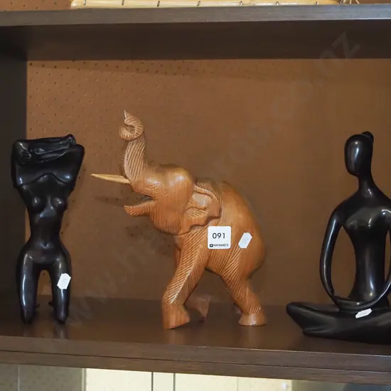 ebonised wood figurines, wooden elephant