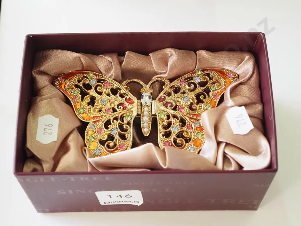 cased jewelled butterfly trinket box Image 1++