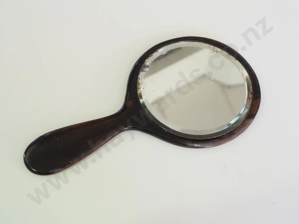vintage wooden hand held mirror Image 1++