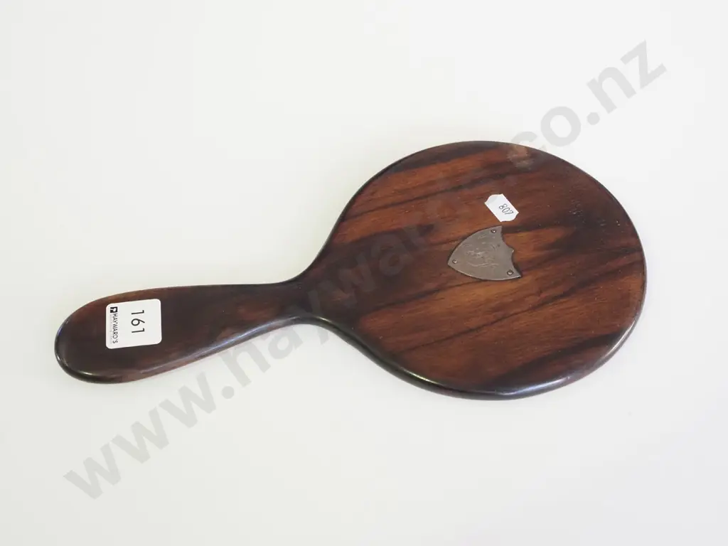 vintage wooden hand held mirror Image 1++