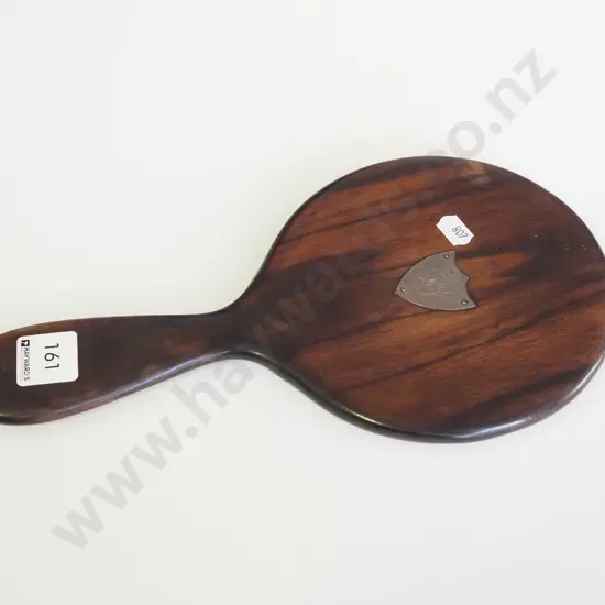 vintage wooden hand held mirror