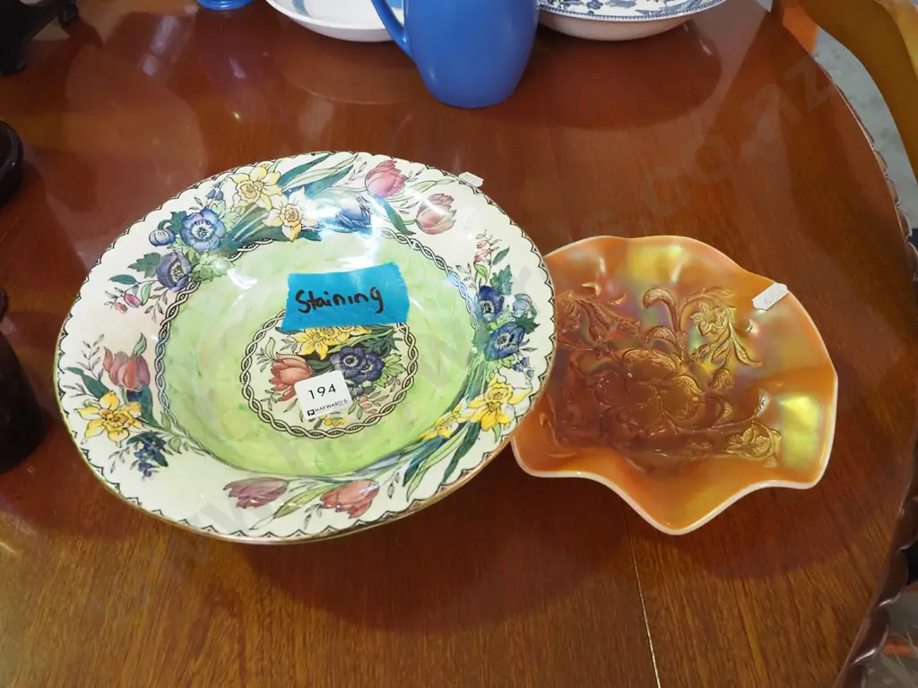 Maling thumb print bowl - staining, carnival  glass bowl Image 1++