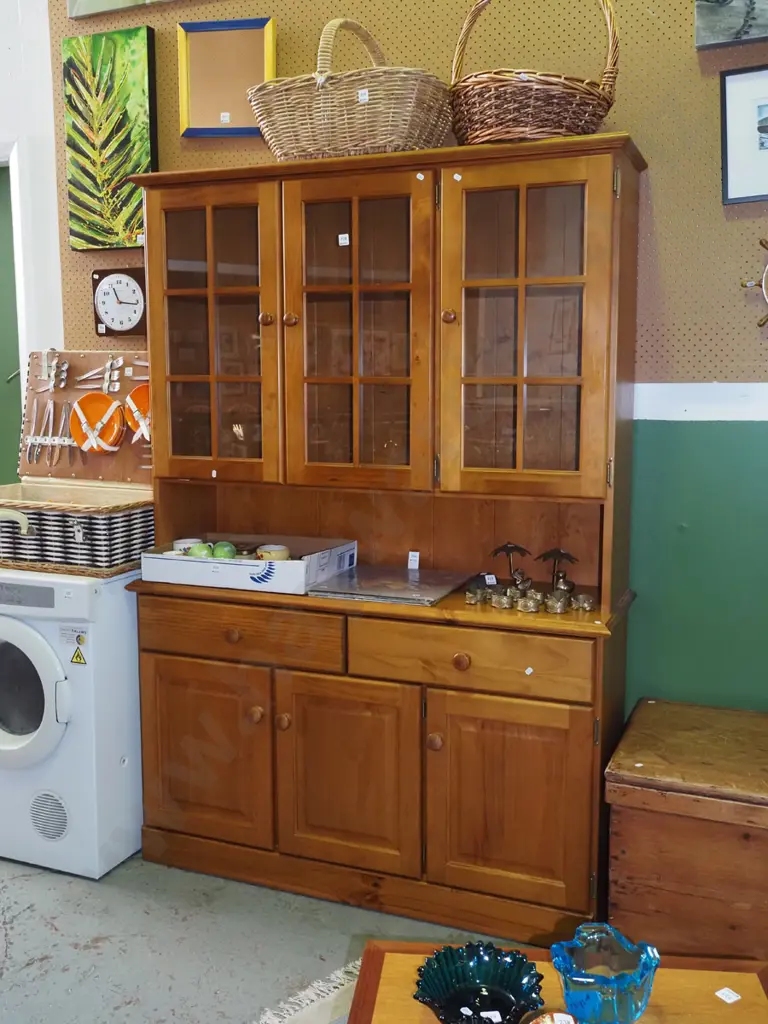 solid pine 3 solid door, 3 glazed door, 2 drawer wall unit H-1820 W-1260 D-320 Image 1++