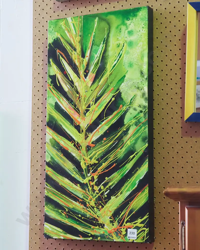 boxed mixed media on canvas - abstract leaf Image 1++