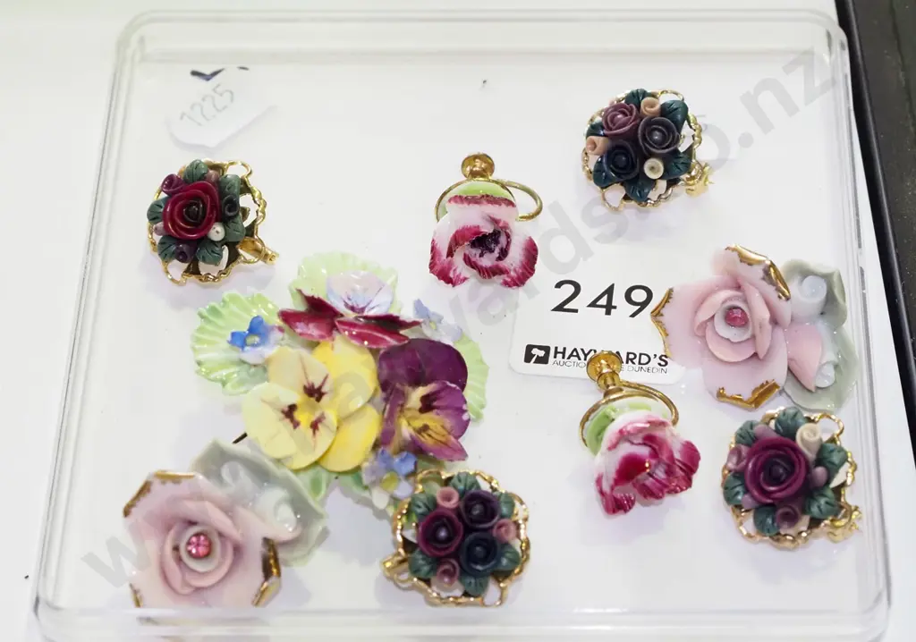 various ceramic earrings, brooch Image 1++