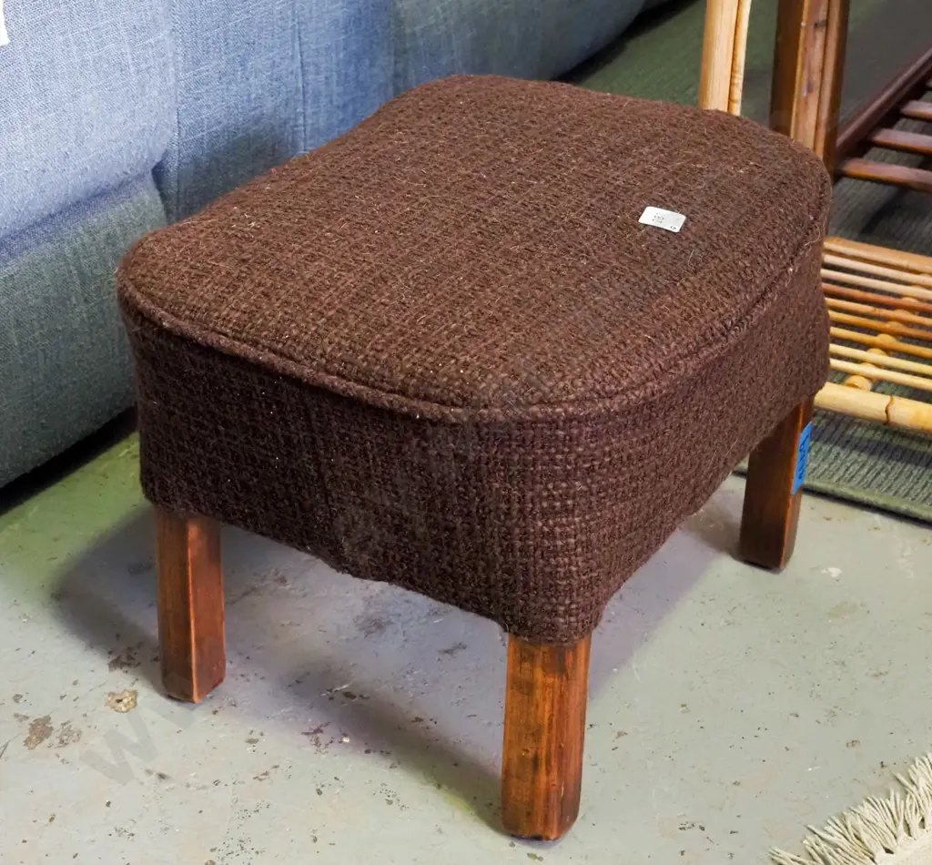 brown woollen upholstered footstool Image 1++
