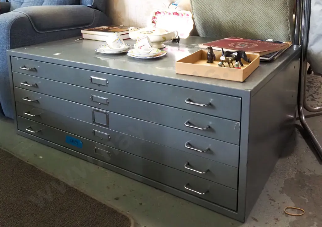 set of metal 5 drawer plan drawers H-450 W-1210 D-810 Image 1++