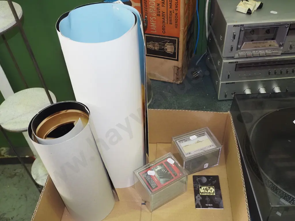 box of Star Wars posters and card games Image 1++