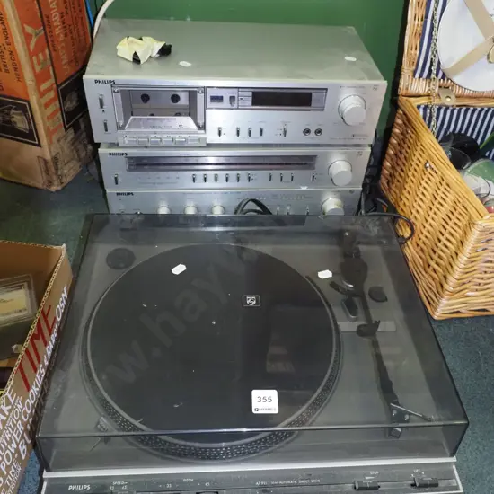 Philips stereo w/ turntable, amplifier, tuner, cassette deck