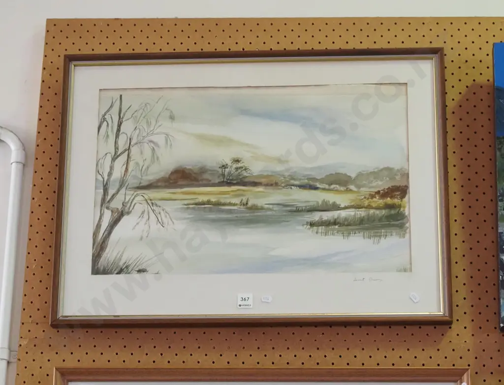 framed watercolour - river scene - framing needs attention Image 1++