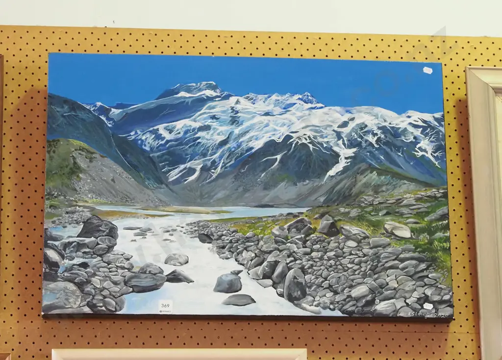 oil on canvas - stream and mountain H-510 W-770 Image 1++
