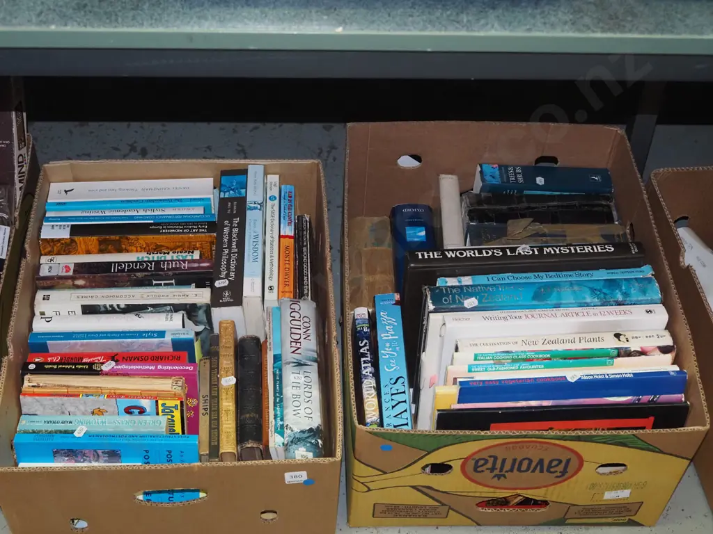 2 boxes of various books - blue dots Image 1++