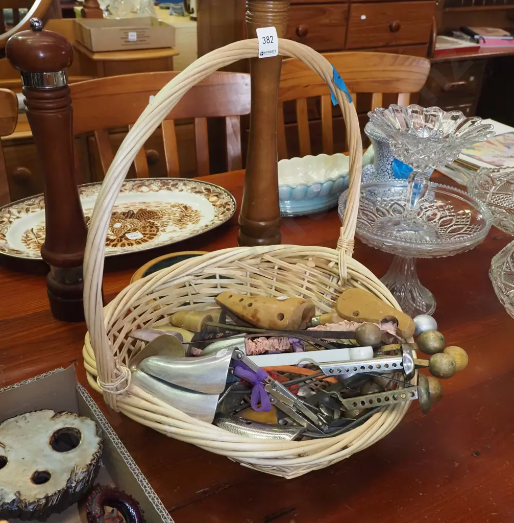 cane basket, shoe forms Image 1++