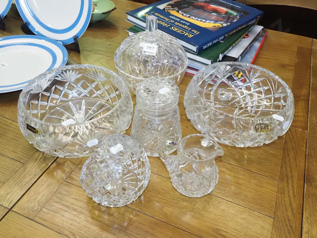 crystal bowls, jug, canisters etc Image 1++