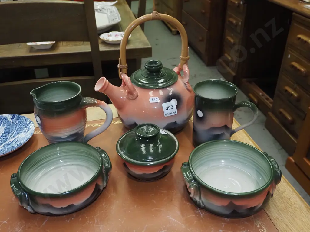 studio pottery coffee cup, creamer, sugar etc Image 1++