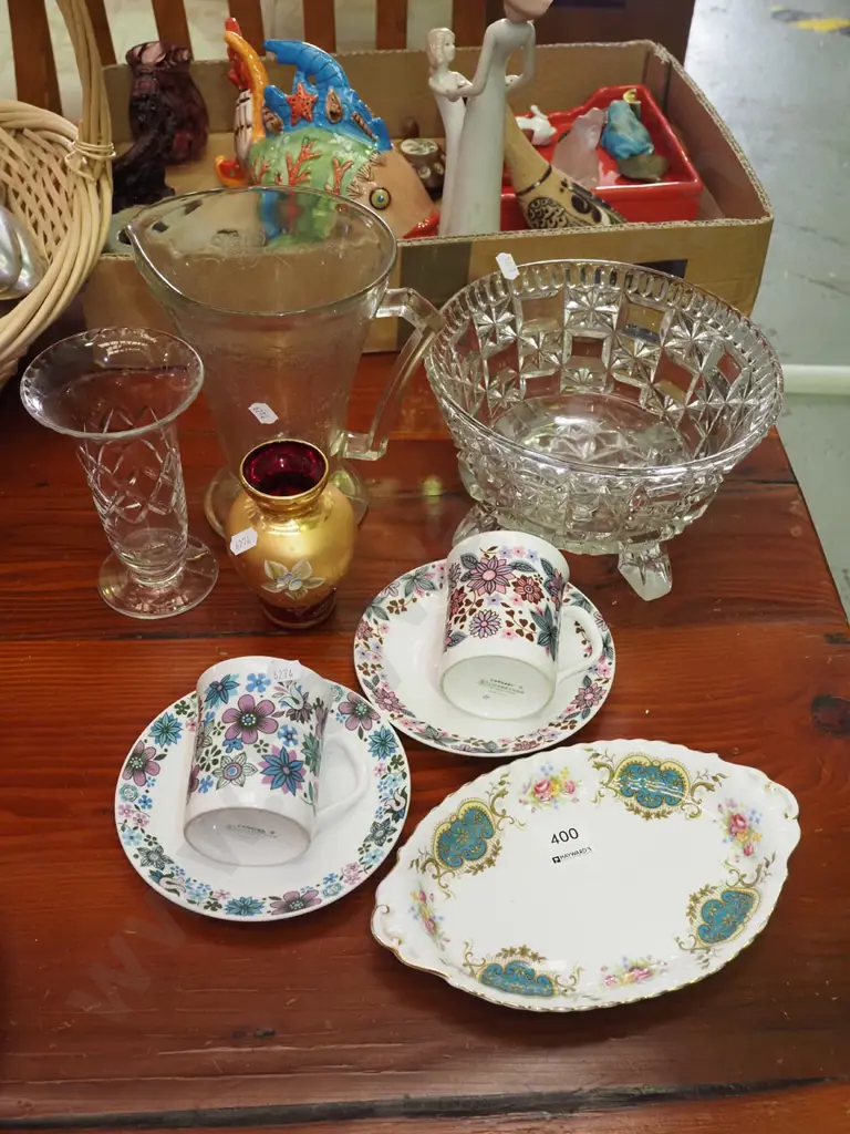 footed glass bowl, jugs, crystal vase etc Image 1++